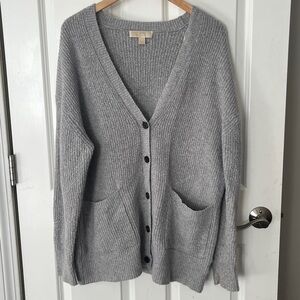 Michael Kors Gray Knit Oversized Grandpa Cardigan Sz Large